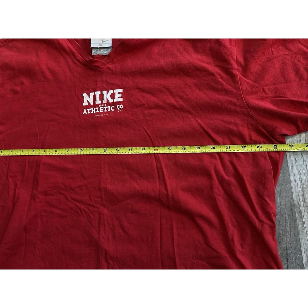 Vtg 90s Nike Womens V-Neck T-Shirt Center Swoosh Red Made In USA Tee Size XL‎ - Picture 8 of 11